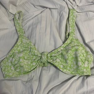 Green floral bathing suit top